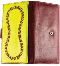 Leather Softball Checkbook Wallet