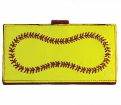 Leather Softball Checkbook Wallet -SOFTBALL Sales a01 102ab 16