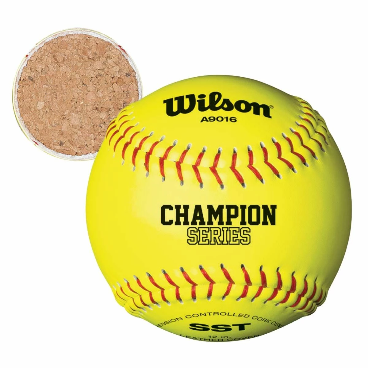 Wilson 12" A9016 47/375 Champion NFHS Leather Cork Softball, WTA9016BSST 4 Wilson 12" A9016 47/375 Champion NFHS Leather Cork Softball, WTA9016BSST - Image 2