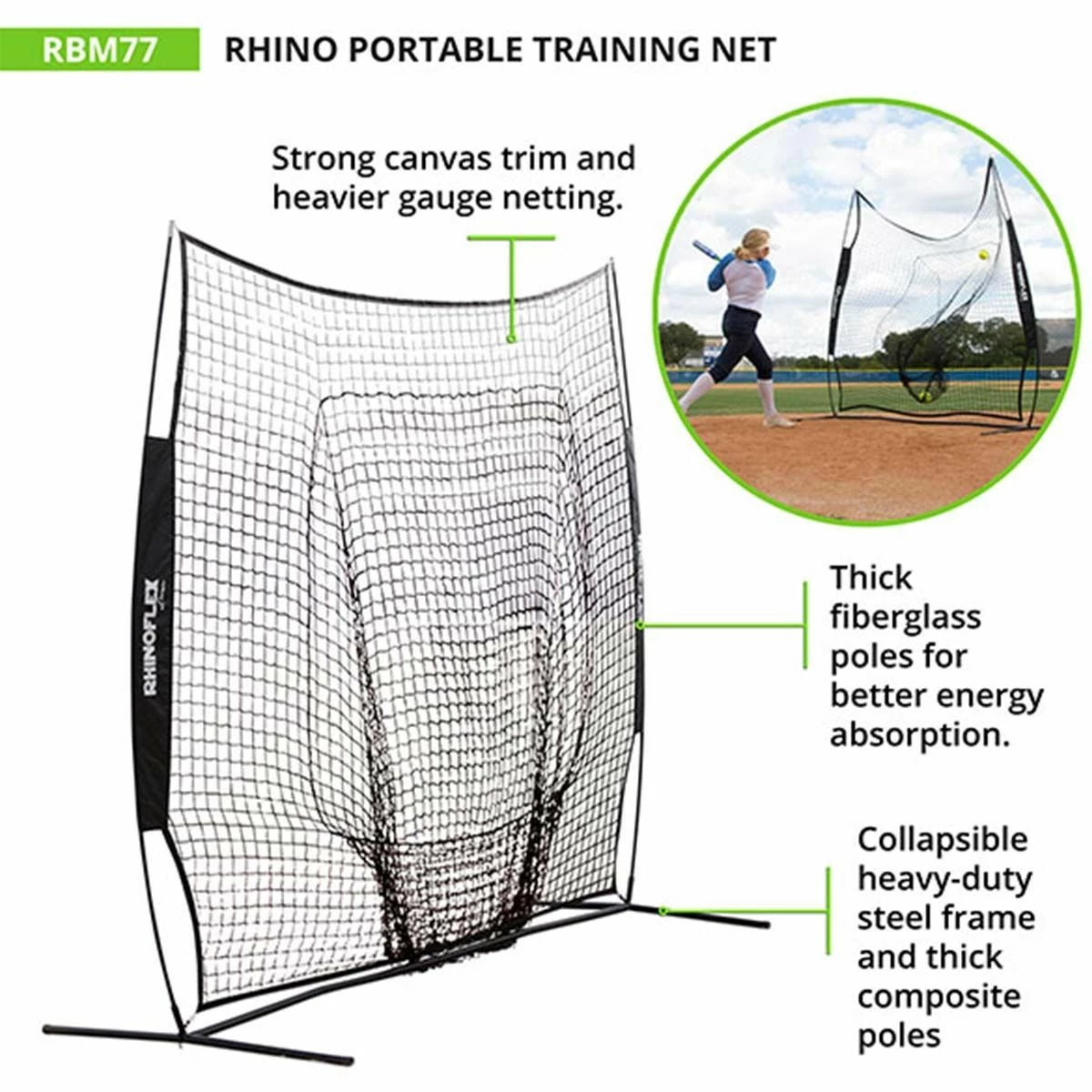 Champion Rhino Flex 7'x7' Portable Pitching & Batting Catch Net 6 Champion Rhino Flex 7'x7' Portable Pitching & Batting Catch Net - Image 5