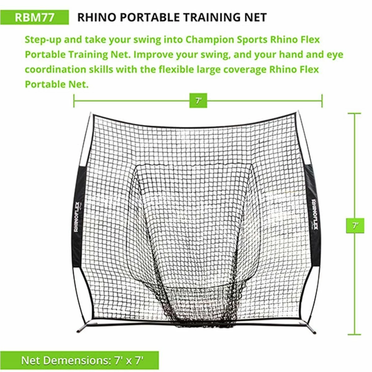 Champion Rhino Flex 7'x7' Portable Pitching & Batting Catch Net 5 Champion Rhino Flex 7'x7' Portable Pitching & Batting Catch Net - Image 4