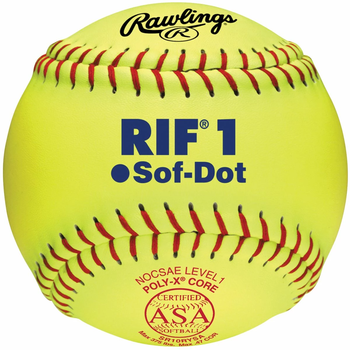Rawlings 10" ASA RIF Level 1 Synthetic Fastpitch Softballs, dz, SR10RYSA 3 Rawlings 10" ASA RIF Level 1 Synthetic Fastpitch Softballs, dz, SR10RYSA