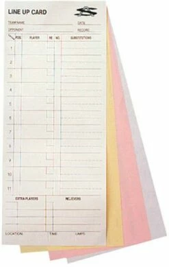 Baseball / Softball Line Up Cards, 4-part (pack of 25)