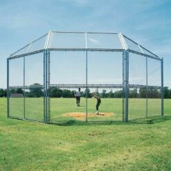 10'x10', w/ Full Hood Permanent Baseball/Softball Backstop, BSCL10HW